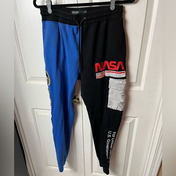 NASA Hudson Outerwear Black NASA Patches Track Pants Joggers Sweat Pants Size XL - Picture 1 of 11